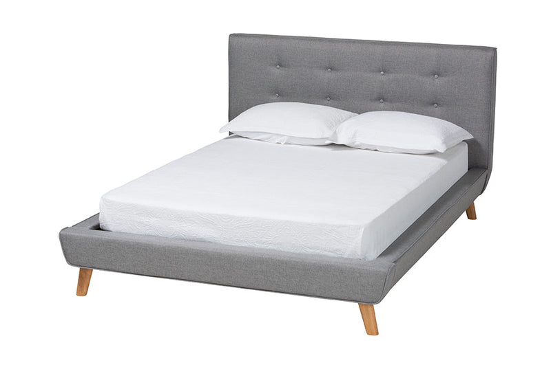 Fadri Gray Fabric Upholstered Queen Size 3-Piece Bedroom Set Baxton