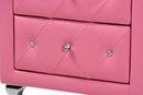 Declan Glam Pink Faux Leather Upholstered Full Size 3-Piece Bedroom Set Baxton