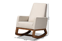 Roana Mid-century Retro Modern Light Beige Fabric Upholstered Rocking Chair