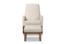 Roana Light Beige Fabric Upholstered Rocking Chair and Ottoman Set Baxton