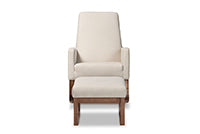 Roana Mid-century Retro Modern Light Beige Fabric Upholstered Rocking Chair and Ottoman Set