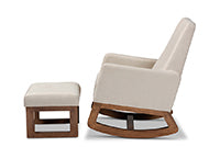 Roana Mid-century Retro Modern Light Beige Fabric Upholstered Rocking Chair and Ottoman Set