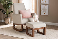 Roana Mid-century Retro Modern Light Beige Fabric Upholstered Rocking Chair and Ottoman Set