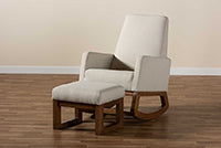 Roana Mid-century Retro Modern Light Beige Fabric Upholstered Rocking Chair and Ottoman Set