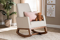 Roana Mid-century Retro Modern Light Beige Fabric Upholstered Rocking Chair