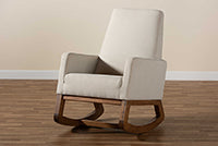 Roana Mid-century Retro Modern Light Beige Fabric Upholstered Rocking Chair