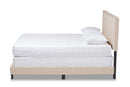 Marana Beige Linen Fabric Upholstered Full Size Panel Bed w/Nailhead Trim Baxton