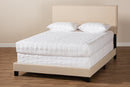 Marana Beige Linen Fabric Upholstered Full Size Panel Bed w/Nailhead Trim Baxton
