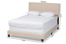 Marana Beige Linen Fabric Upholstered Full Size Panel Bed w/Nailhead Trim Baxton