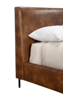 Maison Queen Faux Leather Platform Bed, Brown Alpine