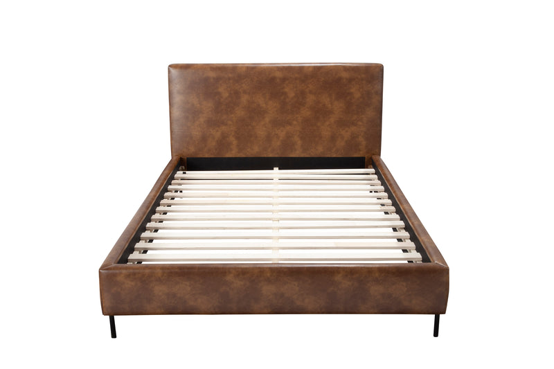 Maison Full Faux Leather Platform Bed, Brown