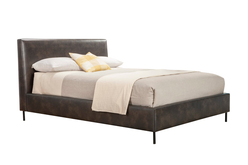 Maison California King Faux Leather Platform Bed, Gray