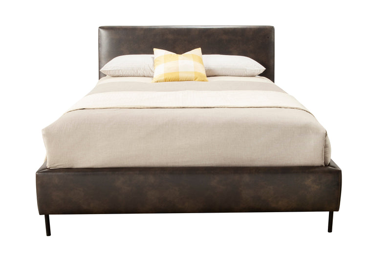 Maison Standard King Faux Leather Platform Bed, Gray Alpine