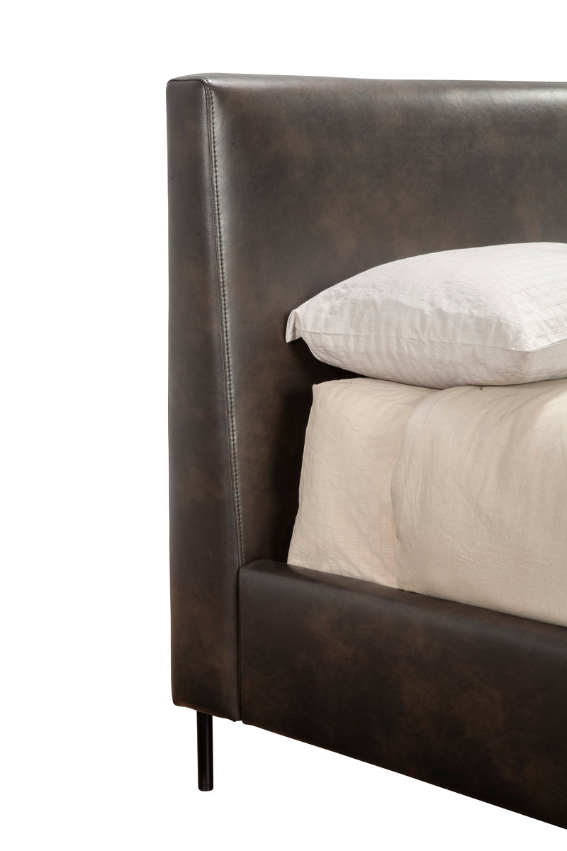 Maison Standard King Faux Leather Platform Bed, Gray Alpine