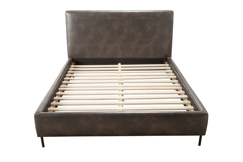 Maison Standard King Faux Leather Platform Bed, Gray Alpine