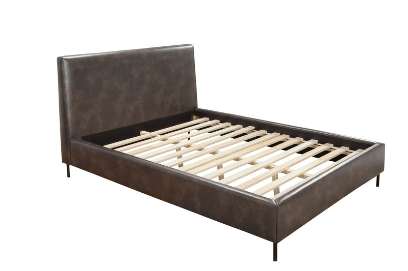 Maison Standard King Faux Leather Platform Bed, Gray Alpine