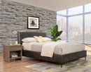 Maison Queen Faux Leather Platform Bed, Gray Alpine