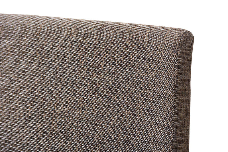 Larine Gravel Fabric Upholstered and Walnut Brown 5-Piece Dining Set Baxton