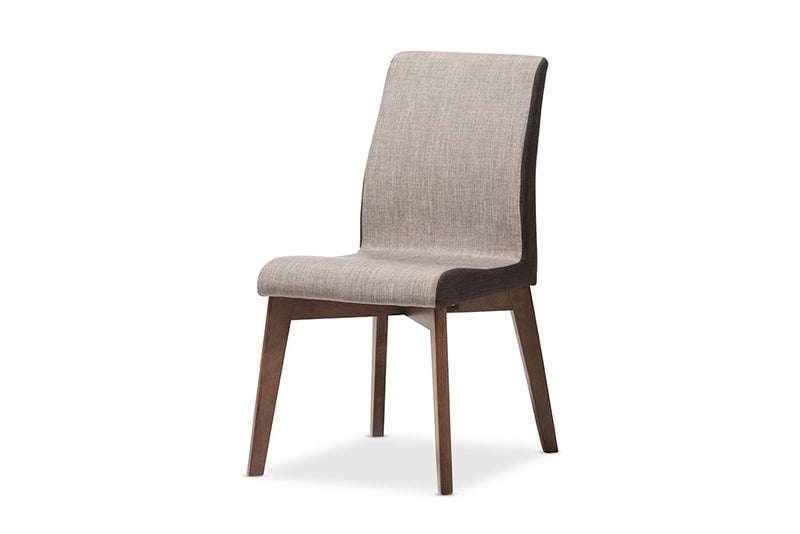 Sariah Beige and Brown Fabric 5-Piece Dining Set Baxton