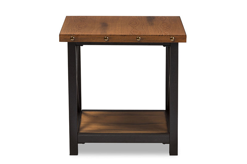 Tamira Antique Black Textured Finished Metal Occasional End Table Baxton