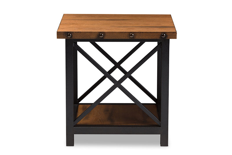 Tamira Antique Black Textured Finished Metal Occasional End Table Baxton