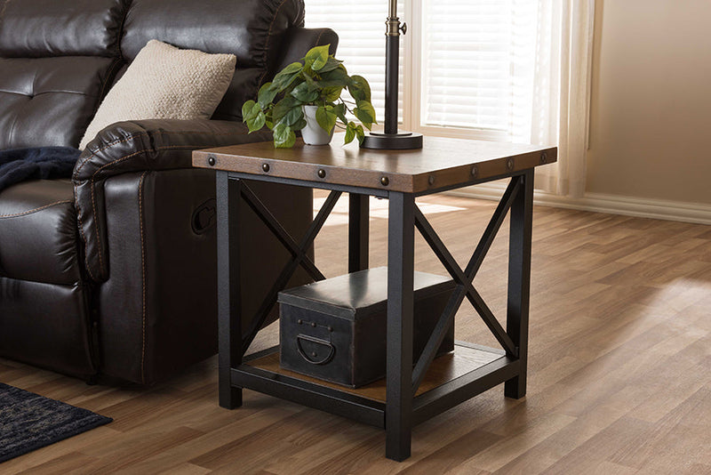 Tamira Antique Black Textured Finished Metal Occasional End Table Baxton