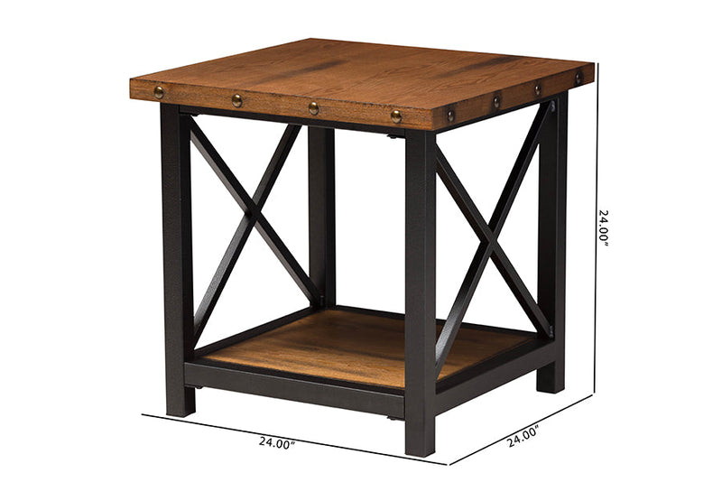 Tamira Antique Black Textured Finished Metal Occasional End Table Baxton