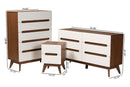 Abbey Two-Tone White and Walnut Brown 3-Piece Storage Set Baxton