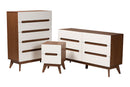 Abbey Two-Tone White and Walnut Brown 3-Piece Storage Set Baxton