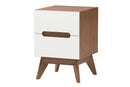 Abbey Two-Tone White and Walnut Brown 3-Piece Storage Set Baxton