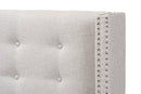Rosie Greyish Beige Fabric Button-Tufted Nail head Queen Size Winged Headboard Baxton