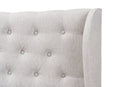 Noelle Greyish Beige Fabric Button-Tufted King Size Winged Headboard Baxton