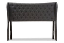 Noelle Dark Gray Fabric Button-Tufted King Size Winged Headboard Baxton