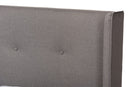 Calder Walnut Wood Gray Fabric Queen Size Platform Bed Baxton