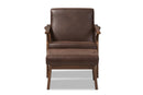 Netherlands Dark Brown Distressed Faux Leather Lounge Chair And Ottoman Set Baxton