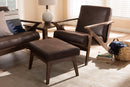 Netherlands Dark Brown Distressed Faux Leather Lounge Chair And Ottoman Set Baxton