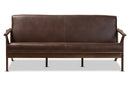 Netherlands Walnut Wood Dark Brown Distressed Faux Leather 3-Seater Sofa Baxton