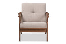 Netherlands Walnut Wood Light Gray Fabric Tufted Lounge Chair Baxton