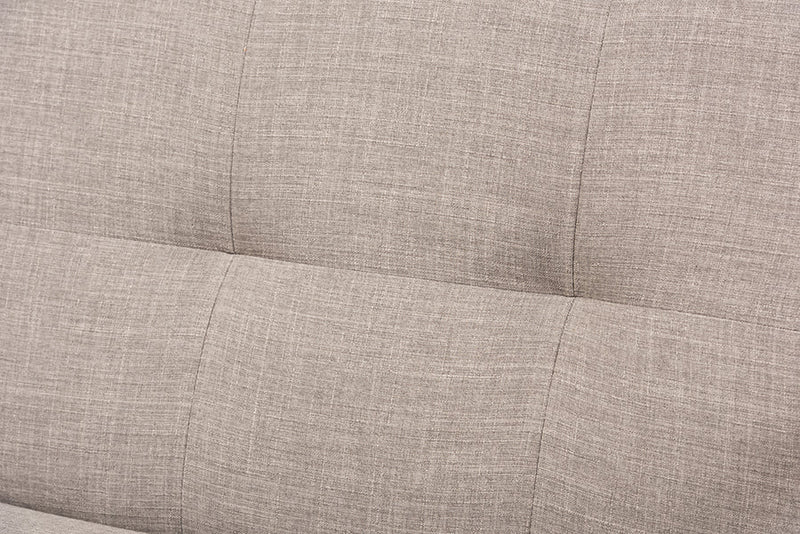 Netherlands Walnut Wood Light Gray Fabric Tufted Livingroom Sofa Set Baxton