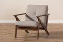 Netherlands Walnut Wood Light Gray Fabric Tufted Lounge Chair Baxton