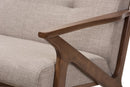 Netherlands Walnut Wood Light Gray Fabric Tufted 2-Seater Loveseat Baxton