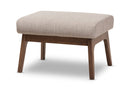 Netherlands Walnut Wood Light Gray Fabric Ottoman Baxton