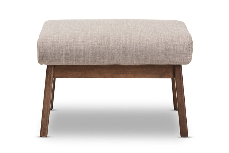 Netherlands Walnut Wood Light Gray Fabric Ottoman Baxton