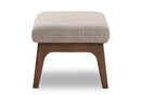 Netherlands Walnut Wood Light Gray Fabric Ottoman Baxton