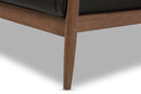 Carrie Walnut Wood Black Faux Leather Lounge Chair Baxton