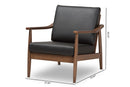 Carrie Walnut Wood Black Faux Leather Lounge Chair Baxton