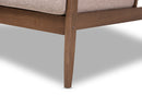 Carrie Walnut Wood Light Brown Fabric Upholstered Lounge Chair Baxton