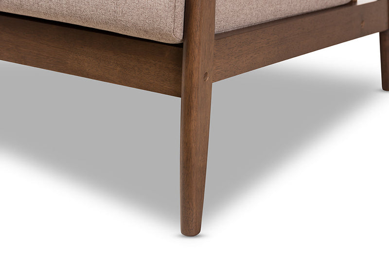 Carrie Walnut Wood Light Brown Fabric Upholstered 3-Piece Livingroom Set Baxton