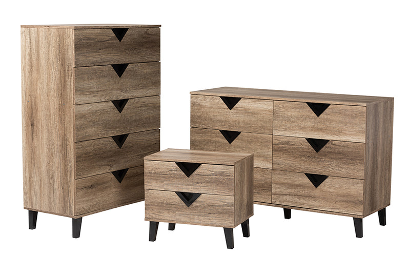 Ancel Modern and Contemporary Two-Tone Black and Light Brown Finished Wood 3-Piece Storage Set