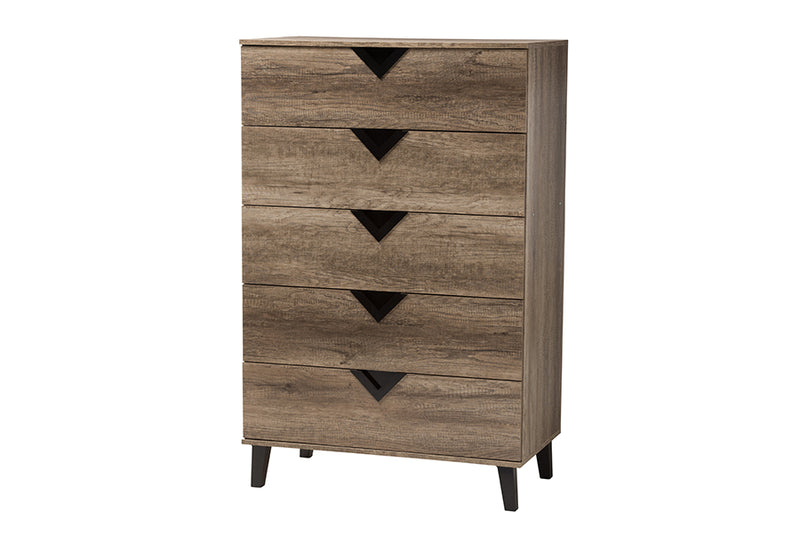 Ancel Modern and Contemporary Two-Tone Black and Light Brown Finished Wood 3-Piece Storage Set